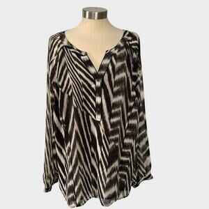 Calvin Klein Womens Plus Size 3X Lined Sheer Top Zebra Print
